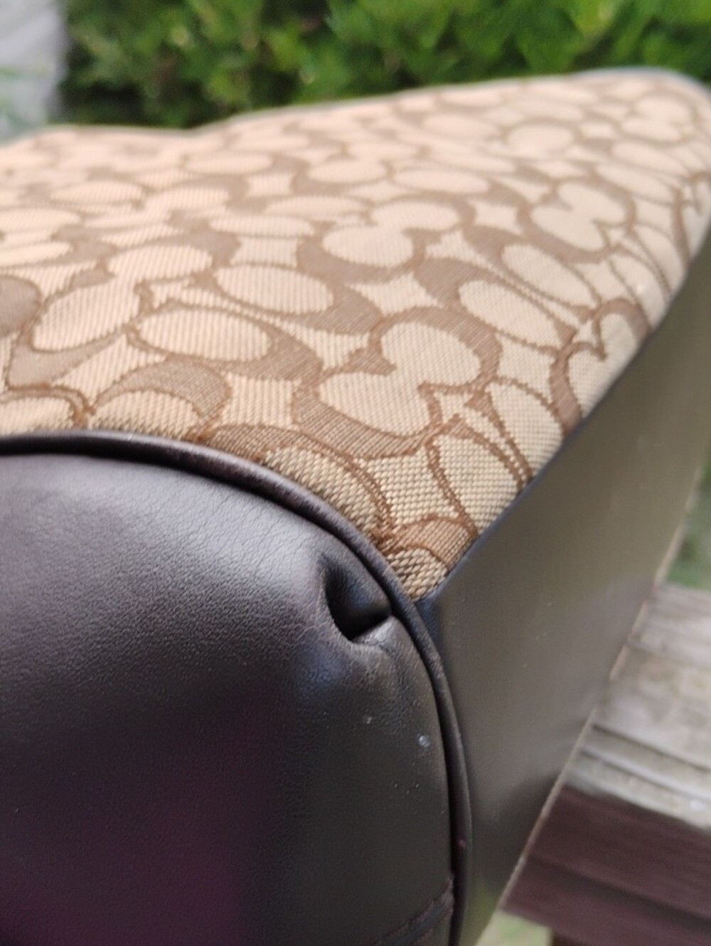 Coach Lexy Tan Signature Canvas Shoulder Bag with Dark Brown Trim. - Picture 5 of 15